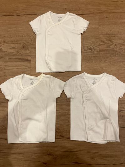 Carters 3 short sleeve button up white undershirts 0-3 Months