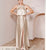 Revelry Wren champagne satin bridesmaids dress Women's 10