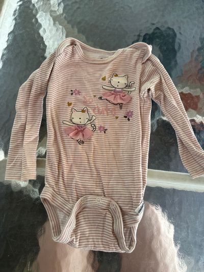 Gerber pink and white striped dance long sleeve onesie 6-9 Months