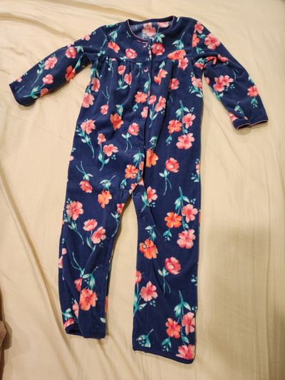 Carter blue floral 1 piece fleece pajama 18-24 Months