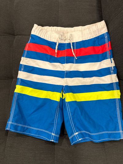 Gapkids Blue white and neon boys swim trunks 7-8