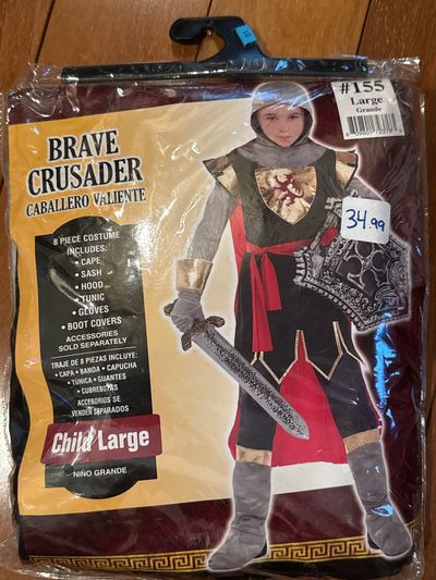 Brand new knight Crusader costume kids large12 to 12-14 8 piece costume