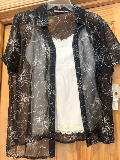 NEW with tags Croft and Barrow Short sleeve 2 shirts white has beading reg 34.00 Women's - L