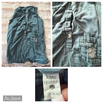 Kate Quinn Teal sleeveless romper 18-24 Months