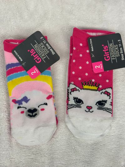 4 Pairs Brand New Girls Animal Socks Size 11-3 4 Pairs Brand New Girls Animal Socks Size 11-3