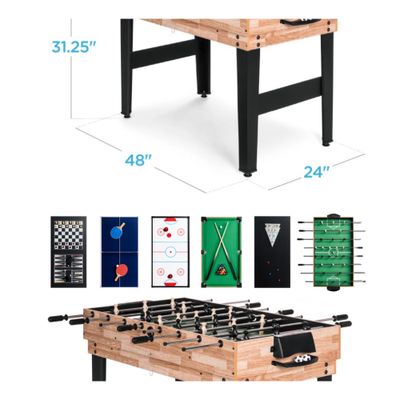 10 in 1 game table Measurements in pic