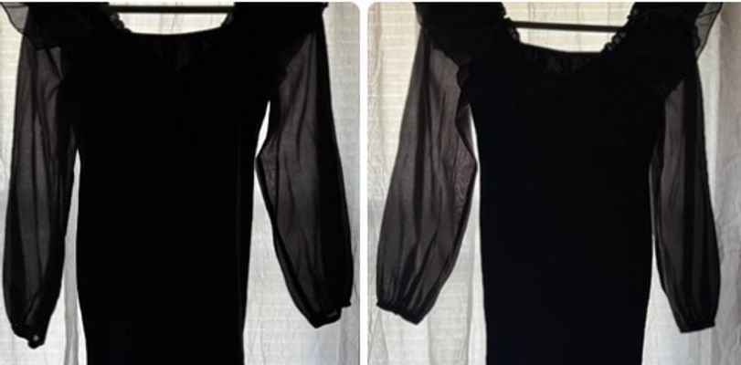 Amazon Sheer Sleeve Black Dress w/ Back Bow 10-12