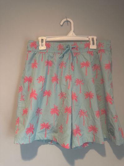 Abercrombie kids size 15/16 Light blue pink palm trees built in biker shorts 14-16