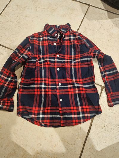 Cat & Jack Red/Blue Plaid Long Sleeve Button Up size 6/7 6T/6