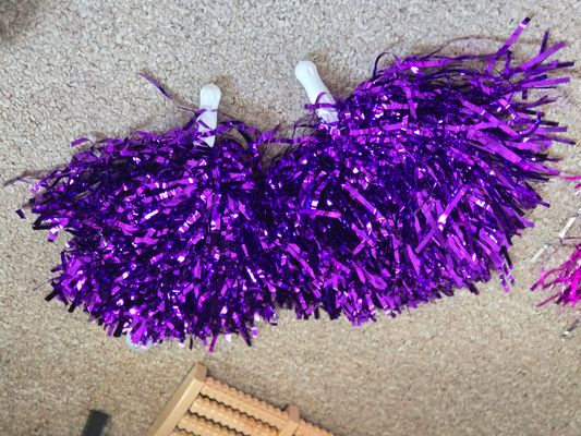 purple pom poms