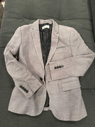 H&M Gray suit jacket long sleeve with 1 button in front 7-8
