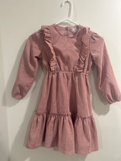 Arshiner Pink corduroy ruffle dress 6T/6