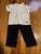 Seven for all mankind striped grey tee Old navy black pants 18-24 Months