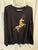 Cat & Jack Long sleeve black top with gold unicorn 6T/6