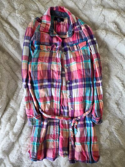 Gap Kids Long sleeved plaid dress size Small  6T/6