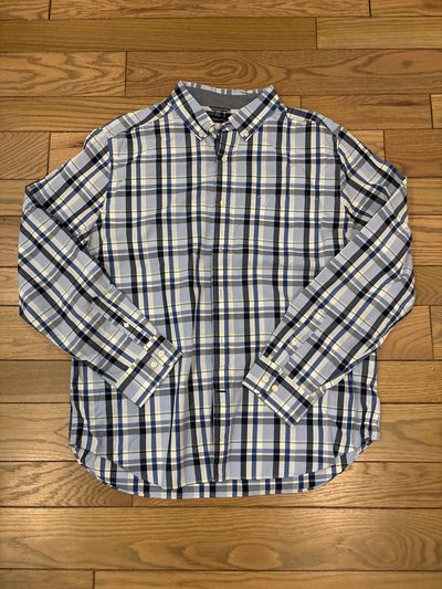 Nautica navy and white plaid button down Long sleeves Men's - XL