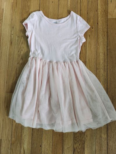 Carter's Size 7 pink short sleeve dress w/ tulle bottom 7-8