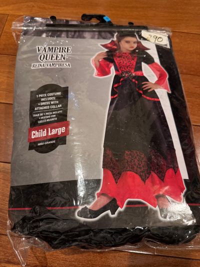 Brand, new vampire queen child large costume One piece costume with attached collar fit size 12/14