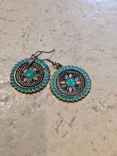 Blue/Pink Earrings Silver