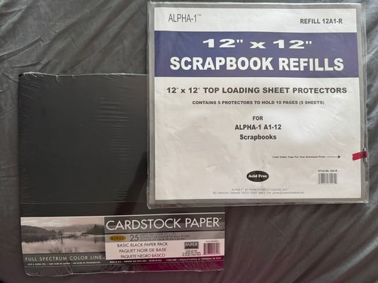 Recollections Scrapbook NEW- Refill Sheet Protectors & Black Cardstock Paper
