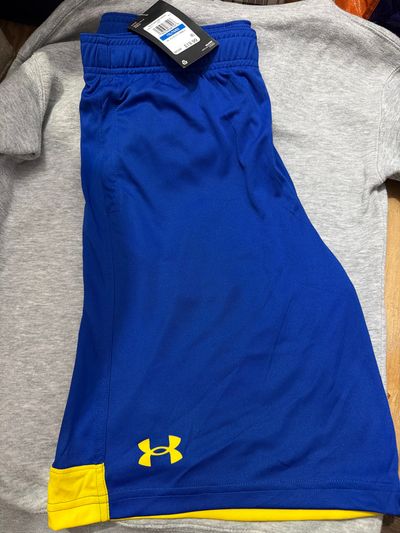 New with tags Under Armour Blue Yellow Shorts Size YXL 14-16