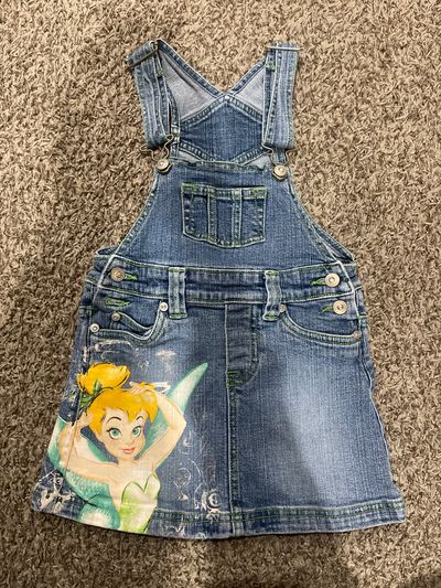 Disney Tinkerbell denim overalls dress 4T