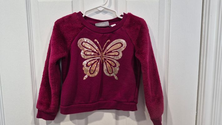 the childrens place maroon butterfly fleece sweater 3T