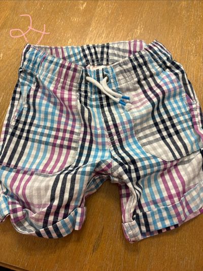 Cat n jack Purple and blue plaid shorts 2T
