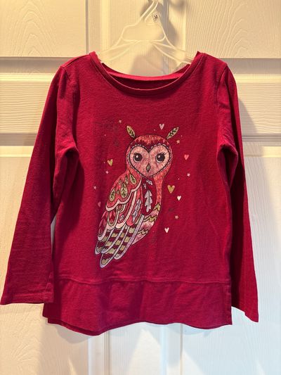 Carters Maroon long sleeve shirt with owl size 10 10-12