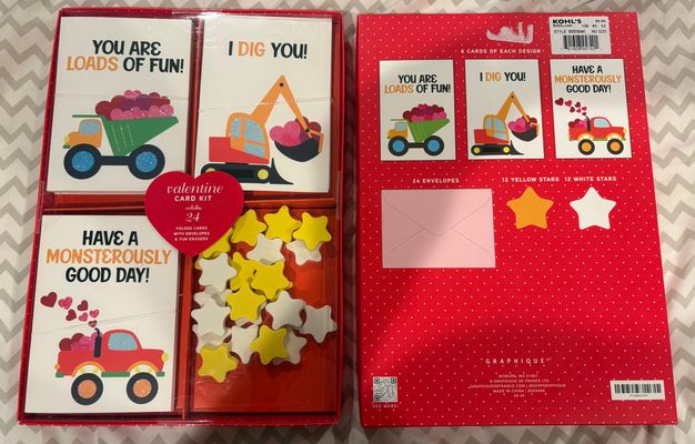 Kohls 2 BNIB packages of 24 Valentines and erasers