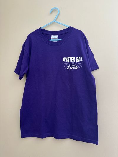 Gildan M Never Worn Purple Oyster Bay Karate shirt 7-8
