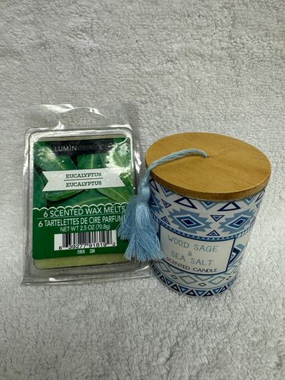 Brand New Candle and Wax Melts Wood sage & sea salt and Eucalyptus