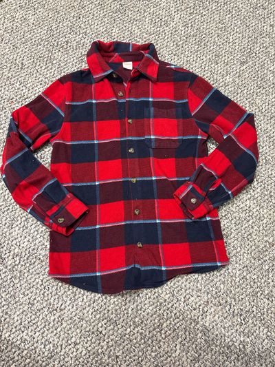 Gymboree Boys red fleece plaid button down 10-12