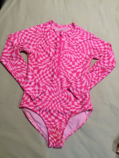 Wonder Nation Long sleeve one pice swimsuit with 3/4 zipper 10-12