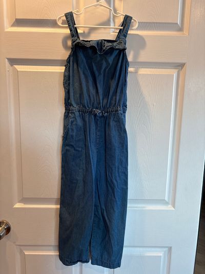 Cat & Jack Denim romper with functional pockets 7-8