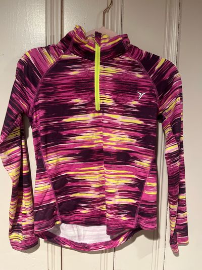 Old Navy Active Pink multicolor long sleeve half zip with thumb holes 5T