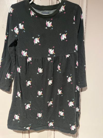 Old Navy Black unicorn long sleeve dress 5T
