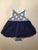 Little me Blue and white bodysuit dress with floral appliqués 6 Months