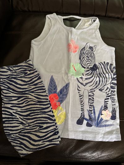 Carters Kid Blue Zebra Print Shirt and Shirts- 2pc 7-8