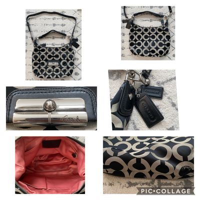 COACH Kristin Op Art EUC Blk Grey. Pink int. Convert Crossbody.