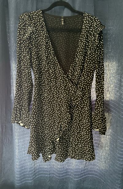 TRF Collection Black Polka Dot Side Button Short Romper Junior L - 10