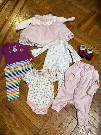 Infant girl lot 0-3 months dress romper onesies Socks 0-3 Months