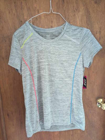 Pro zone NEW Grey short sleeve color top stitching Women's - XL