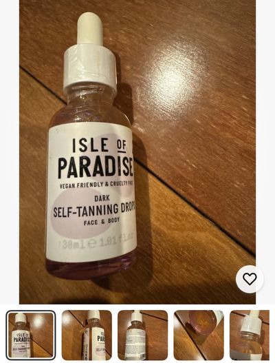 : brand new isle of paradise, sealed, self tannin Drops, dark color