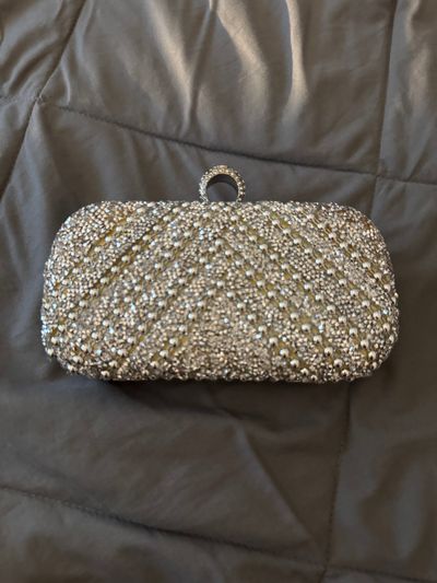 Amazon Silver Rhinestone Clutch w/ Chain Strap