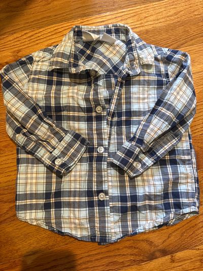 Koala kids Blue white plaid button down 18 Months