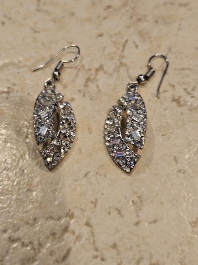 Clear Stone Earrings Silver