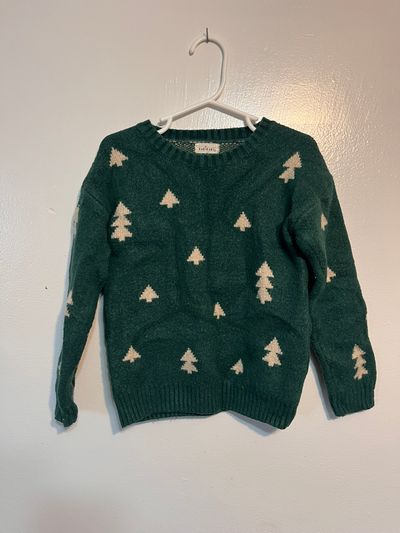 RuRiRuRi Dark Green and Cream Christmas Tree Sweater, fits like 3T 3T