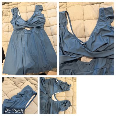 Light blue Skirted swimsuit with ruffled sleeves Women's 20
