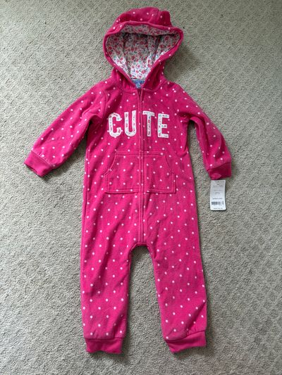 New with tags Carters Cute Fleece Onesie Footless $20 retail 18 Months